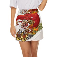 Funny Santa Claus Christmas Mini Front Wrap Skirt by Grandong