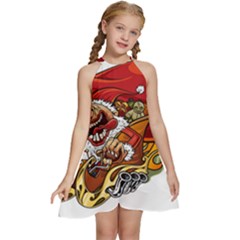 Funny Santa Claus Christmas Kids  Halter Collar Waist Tie Chiffon Dress by Grandong