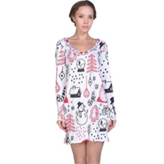 Christmas-themed-seamless-pattern Long Sleeve Nightdress by Grandong