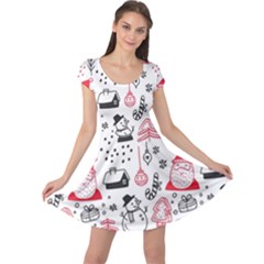 Christmas-themed-seamless-pattern Cap Sleeve Dress by Grandong