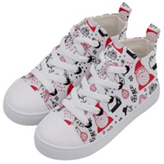 Christmas-themed-seamless-pattern Kids  Mid-top Canvas Sneakers by Grandong