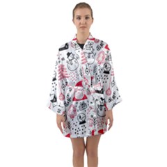 Christmas-themed-seamless-pattern Long Sleeve Satin Kimono by Grandong