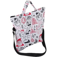 Christmas-themed-seamless-pattern Fold Over Handle Tote Bag by Grandong