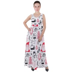 Christmas-themed-seamless-pattern Empire Waist Velour Maxi Dress by Grandong