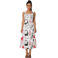 Christmas-themed-seamless-pattern Square Neckline Tiered Midi Dress by Grandong