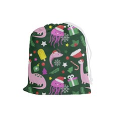 Colorful-funny-christmas-pattern   --- Drawstring Pouch (large) by Grandong