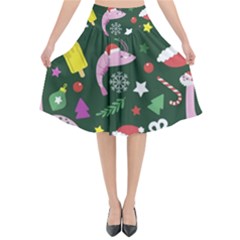 Colorful-funny-christmas-pattern   --- Flared Midi Skirt by Grandong