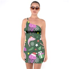 Colorful-funny-christmas-pattern   --- One Shoulder Ring Trim Bodycon Dress by Grandong