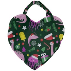 Colorful-funny-christmas-pattern   --- Giant Heart Shaped Tote by Grandong