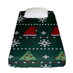 Beautiful-knitted-christmas-pattern -- Fitted Sheet (single Size) by Grandong