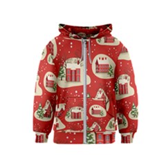 Christmas-new-year-seamless-pattern Kids  Zipper Hoodie by Grandong