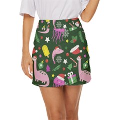 Colorful-funny-christmas-pattern   --- Mini Front Wrap Skirt