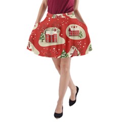 Christmas-new-year-seamless-pattern A-line Pocket Skirt by Grandong