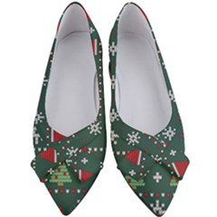 Beautiful-knitted-christmas-pattern -- Women s Bow Heels by Grandong