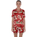 Christmas-new-year-seamless-pattern Satin Short Sleeve Pajamas Set View1