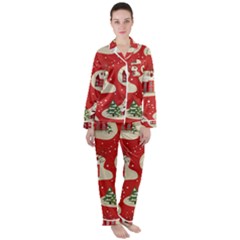 Christmas-new-year-seamless-pattern Women s Long Sleeve Satin Pajamas Set	 by Grandong