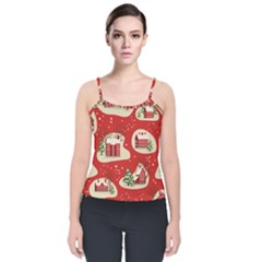 Christmas-new-year-seamless-pattern Velvet Spaghetti Strap Top by Grandong