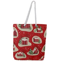 Christmas-new-year-seamless-pattern Full Print Rope Handle Tote (large) by Grandong