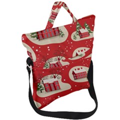 Christmas-new-year-seamless-pattern Fold Over Handle Tote Bag by Grandong