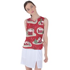 Christmas-new-year-seamless-pattern Women s Sleeveless Sports Top by Grandong