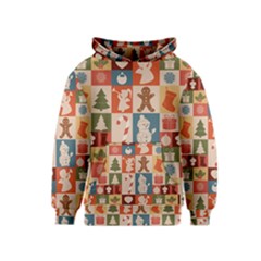 Cute Christmas Seamless Pattern Vector  - Kids  Pullover Hoodie by Grandong