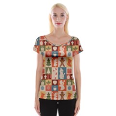 Cute Christmas Seamless Pattern Vector  - Cap Sleeve Top by Grandong