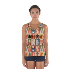 Cute Christmas Seamless Pattern Vector  - Sport Tank Top  by Grandong