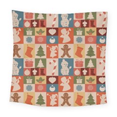 Cute Christmas Seamless Pattern Vector  - Square Tapestry (large) by Grandong