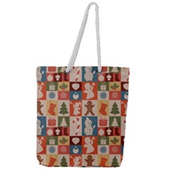 Cute Christmas Seamless Pattern Vector  - Full Print Rope Handle Tote (large) by Grandong