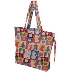 Cute Christmas Seamless Pattern Vector  - Drawstring Tote Bag by Grandong