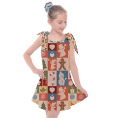 Cute Christmas Seamless Pattern Vector  - Kids  Tie Up Tunic Dress by Grandong