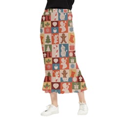 Cute Christmas Seamless Pattern Vector  - Maxi Fishtail Chiffon Skirt by Grandong