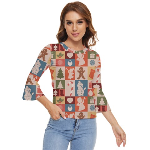 Cute Christmas Seamless Pattern Vector  - Bell Sleeve Top by Grandong