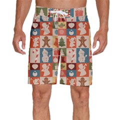 Cute Christmas Seamless Pattern Vector  - Men s Beach Shorts by Grandong