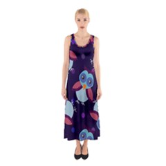 Owl-pattern-background Sleeveless Maxi Dress by Grandong