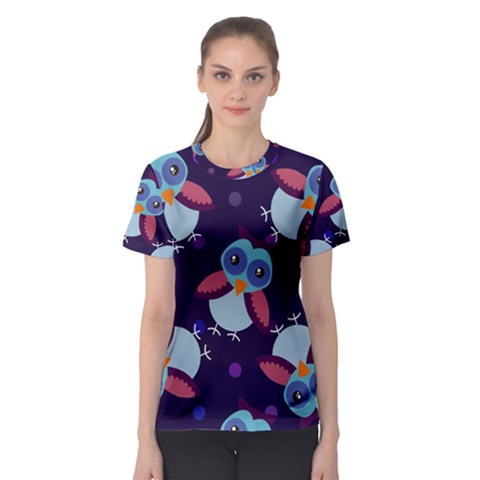 Owl-pattern-background Women s Sport Mesh T-shirt by Grandong