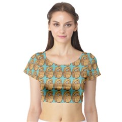 Owl Dreamcatcher Short Sleeve Crop Top by Grandong