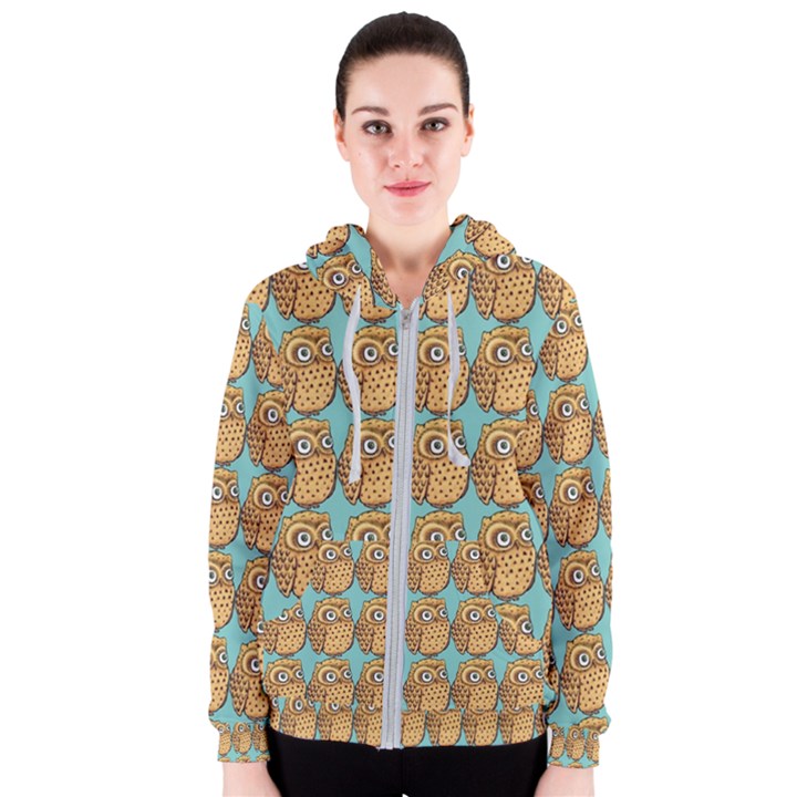 Owl-stars-pattern-background Women s Zipper Hoodie