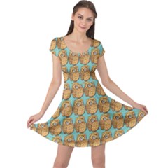 Owl-stars-pattern-background Cap Sleeve Dress by Grandong