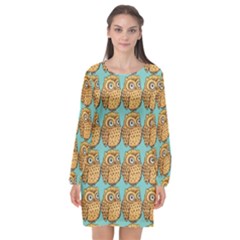 Owl Dreamcatcher Long Sleeve Chiffon Shift Dress  by Grandong