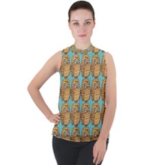 Owl Dreamcatcher Mock Neck Chiffon Sleeveless Top by Grandong