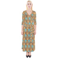 Owl-stars-pattern-background Quarter Sleeve Wrap Maxi Dress by Grandong