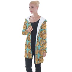 Owl-stars-pattern-background Longline Hooded Cardigan by Grandong