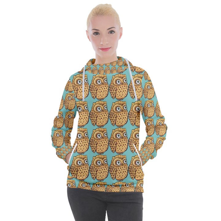 Owl-stars-pattern-background Women s Hooded Pullover