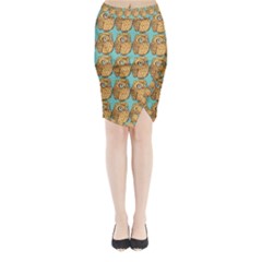 Seamless Cute Colourfull Owl Kids Pattern Midi Wrap Pencil Skirt by Grandong