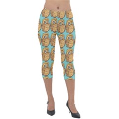 Owl-stars-pattern-background Lightweight Velour Capri Leggings  by Grandong