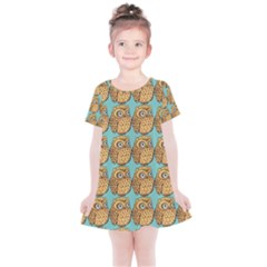 Owl-stars-pattern-background Kids  Simple Cotton Dress by Grandong