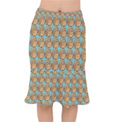 Seamless Cute Colourfull Owl Kids Pattern Short Mermaid Skirt by Grandong