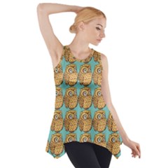 Owl-pattern-background Side Drop Tank Tunic by Grandong