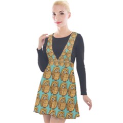 Owl-stars-pattern-background Plunge Pinafore Velour Dress by Grandong